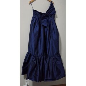 Atsu by Anthropology Navy Blue Bow Tiered Maxi Dress Sz M Taffeta Evening Gown